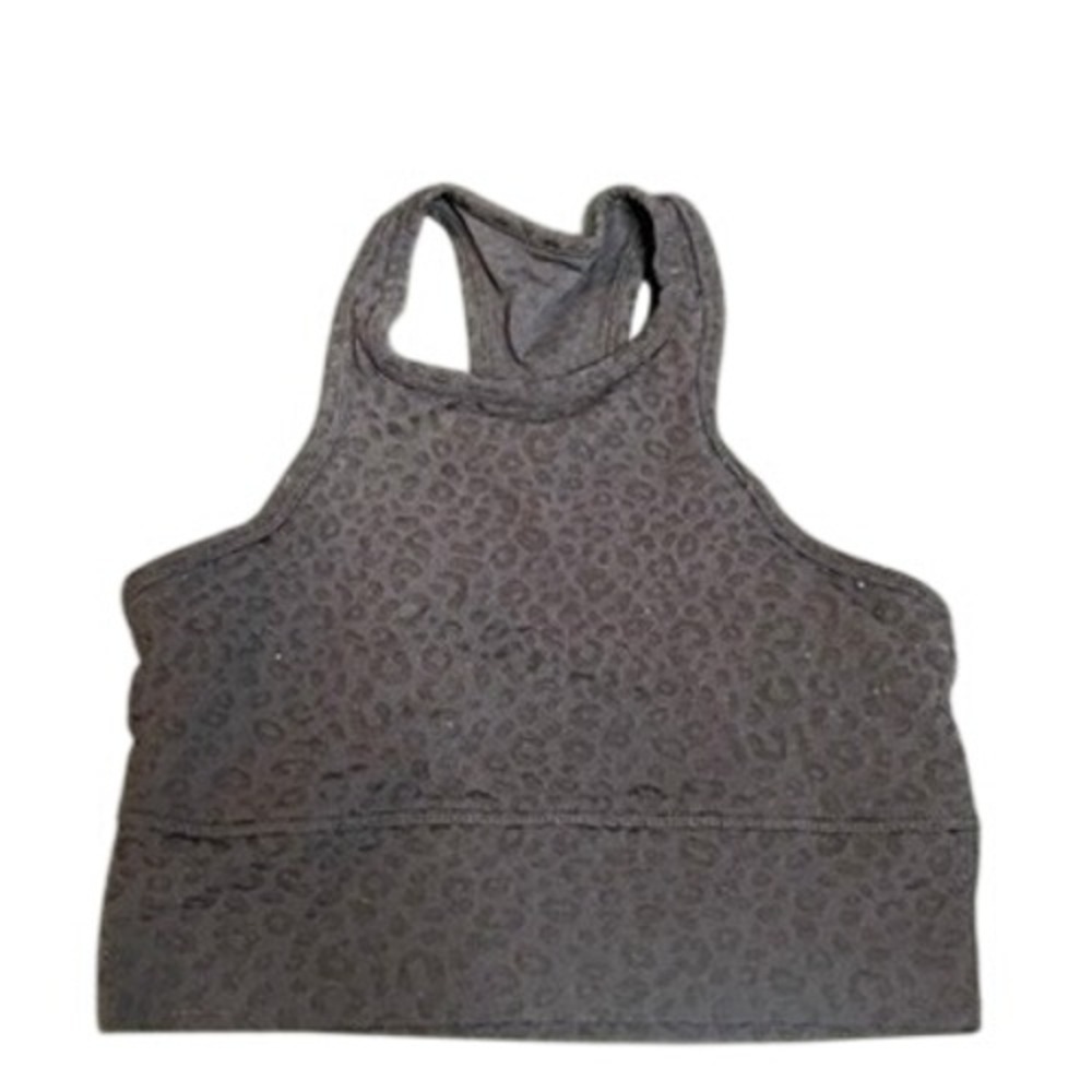 Strut This Navy Black Leopard Seamless Racerback Crop Top One Size